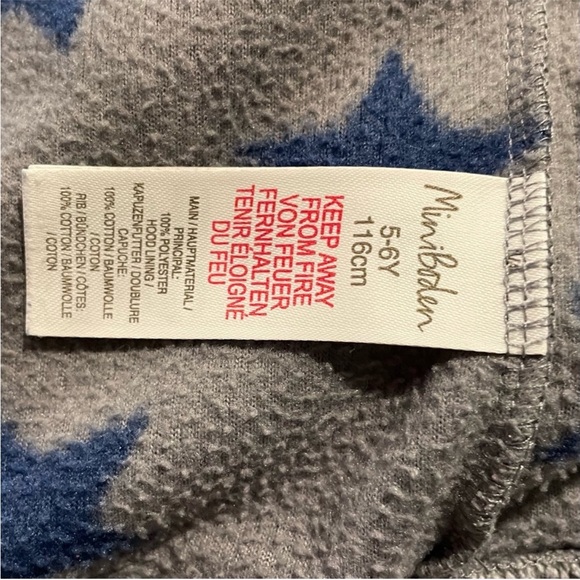 Mini Boden Fleece Jacket Boys 5/6 Girls Stars Hooded Zip-Up Fall Colorblocked - Picture 4 of 4